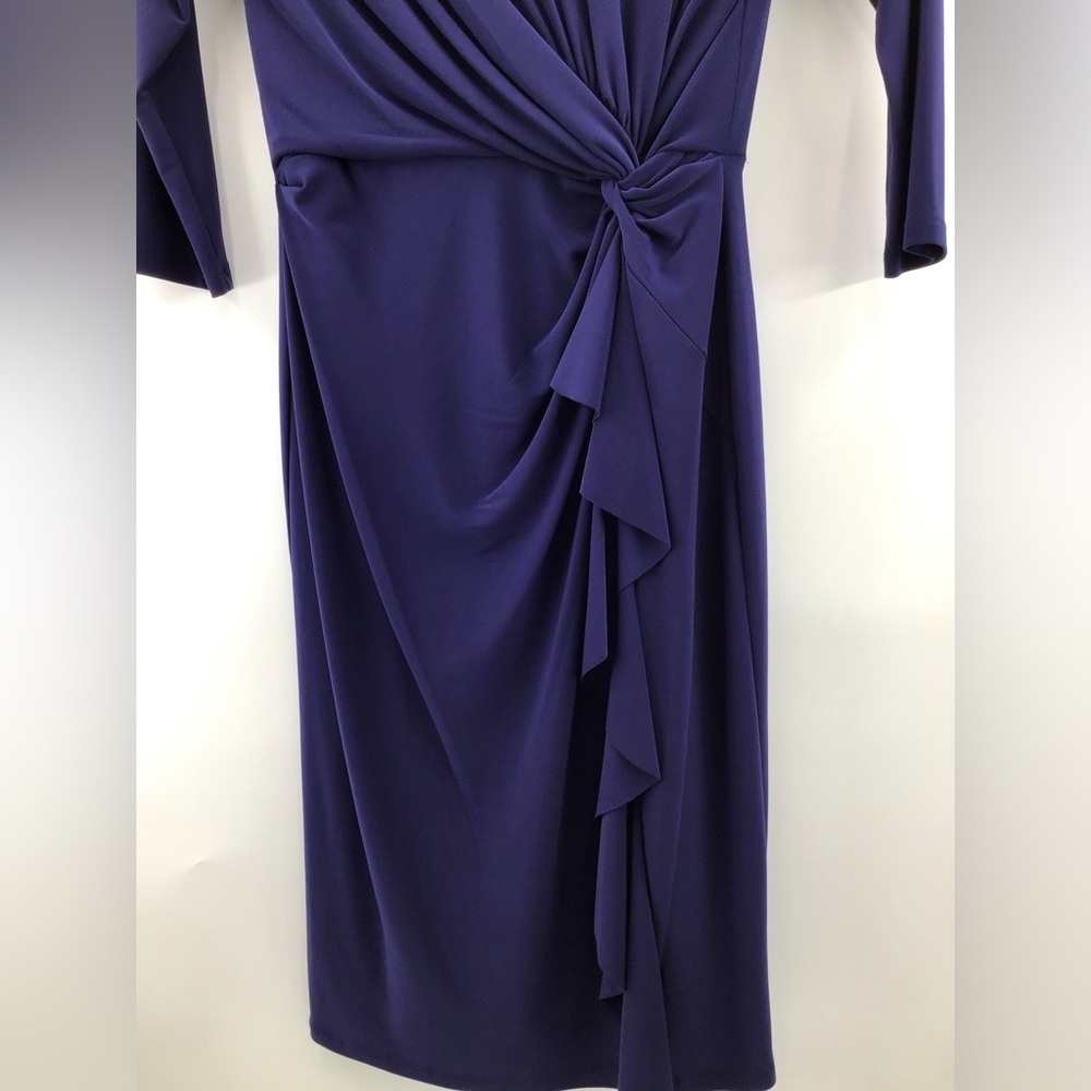 Ralph Lauren Royal Blue-Purple Ruched 3/4 Sleeve Dress - Picture 5 of 9